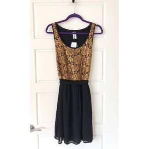 Beautiful Gold Lace And Black Dress